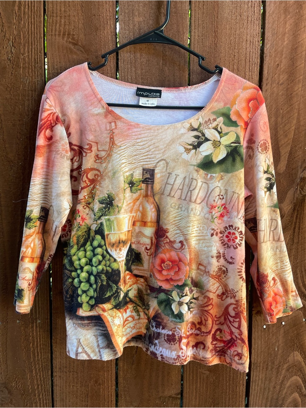 VTG Impulse California ‘Chardonnay’ Maximalism Grandmacore 3/4 Sleeve Graphic M